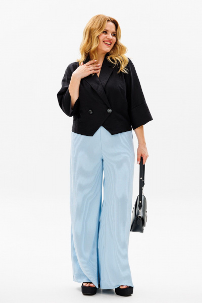 Брюки, жакет Michel chic 1375/1 черный,голубой - фото 1