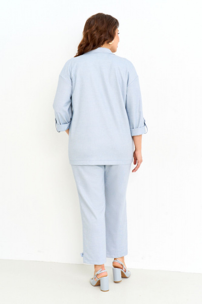 Голубые летние брюки из костюмной ткани с резинкой IVA 1601 голубой - фото 9