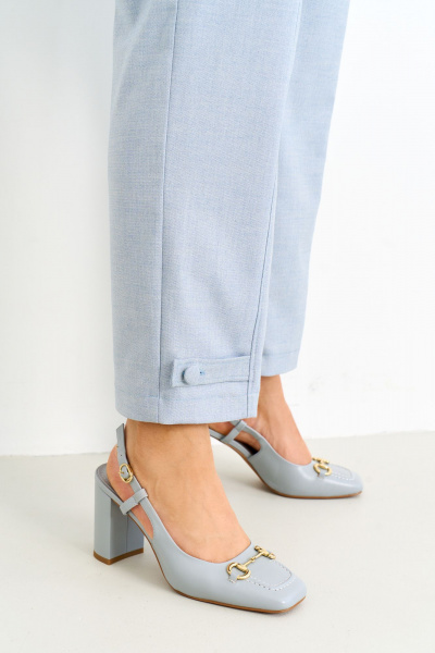 Голубые летние брюки из костюмной ткани с резинкой IVA 1601 голубой - фото 7