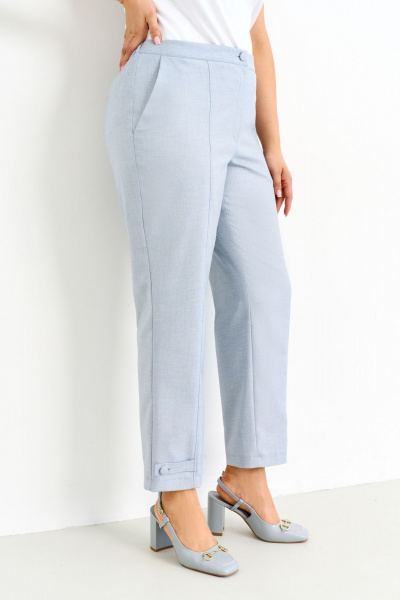 Голубые летние брюки из костюмной ткани с резинкой IVA 1601 голубой - фото 2
