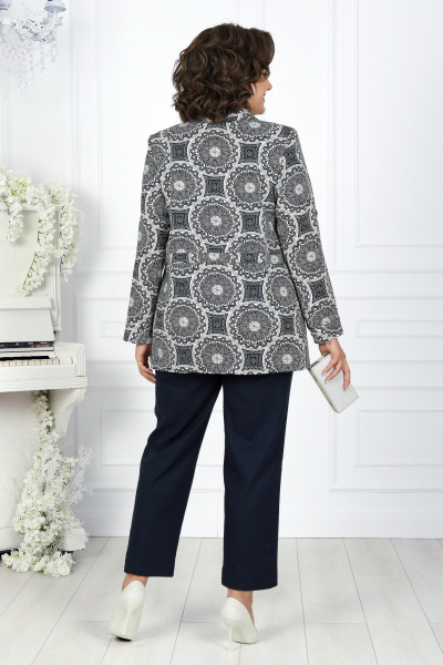 Синий летний костюм из льняной ткани, блузка и брюки, стильный и практичный Ninele 7424 темно-синий - фото 12