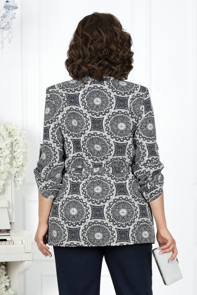 Синий летний костюм из льняной ткани, блузка и брюки, стильный и практичный Ninele 7424 темно-синий - фото 15