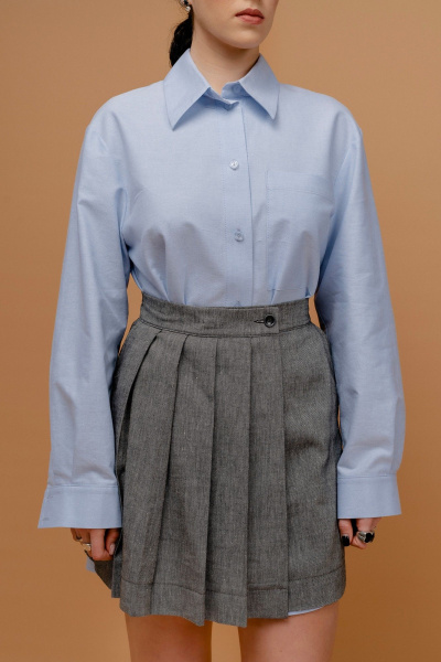 Серое мини юбка с складками и карманами JRSy 2430 серый_меланж - фото 4