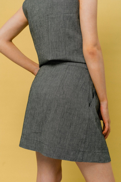 Серое мини юбка с складками и карманами JRSy 2430 серый_меланж - фото 3