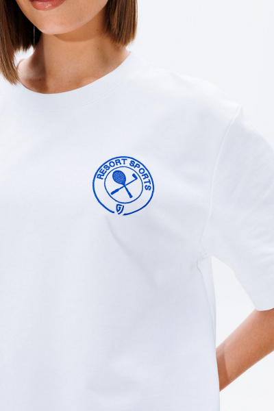 Белая и черная спортивная футболка с печатью и бейками GO F1007/01-01 - фото 6