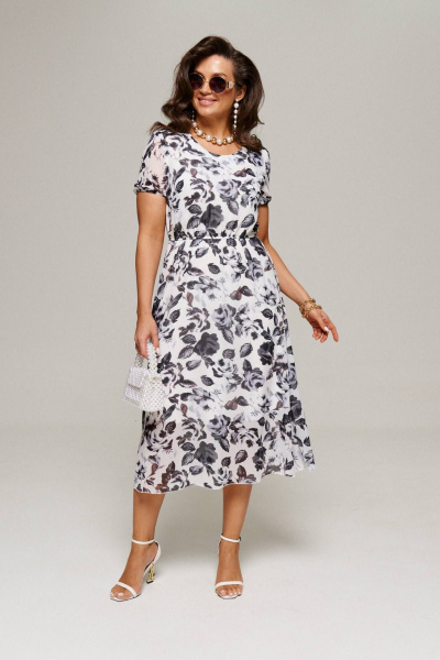 Жакет, платье Beautiful&Free 6100 молочный+серый - фото 8