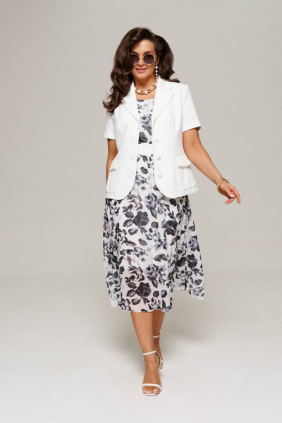 Жакет, платье Beautiful&Free 6100 молочный+серый - фото 3