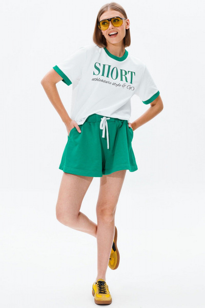 Футболка и шорты с трапециевидным силуэтом и высоким поясом GO F8006/01-01(P23-02) - фото 1