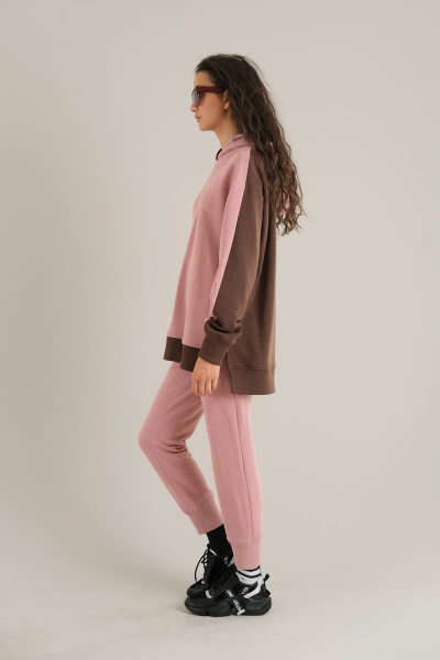 Платье из текстиля с классическим кройом для повседневности Motif 2099 розовый - фото 3