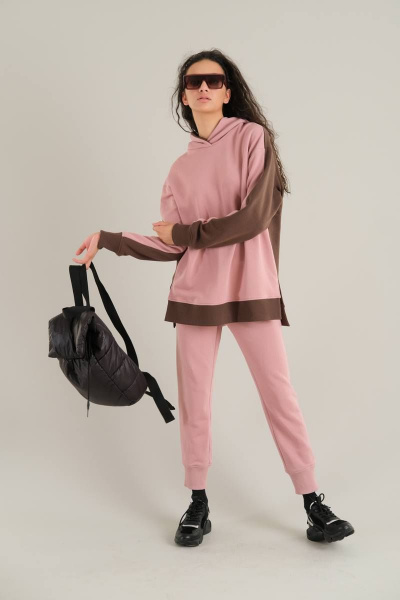 Платье из текстиля с классическим кройом для повседневности Motif 2099 розовый - фото 1