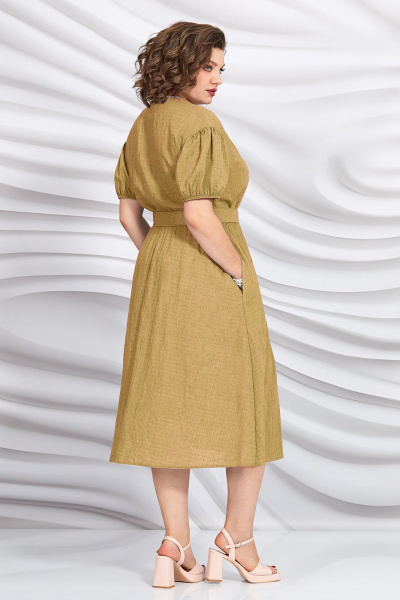 Платье из хлопка с резинкой, карманами и расклешенной юбкой Mira Fashion 5433-2 - фото 3