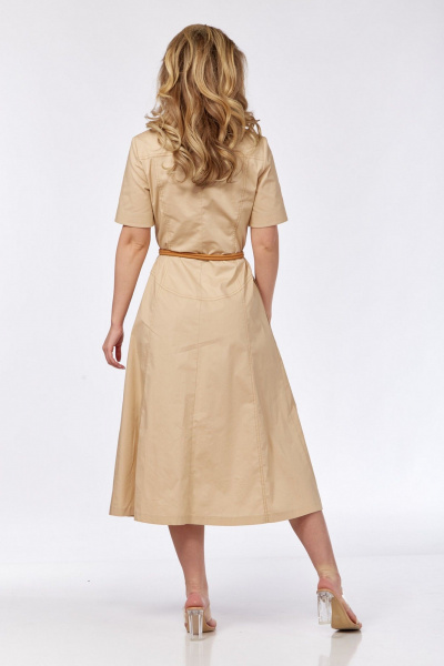 Платье приталенное расклешенное из хлопка с карманами VI ORO VR-1132 капучино - фото 6