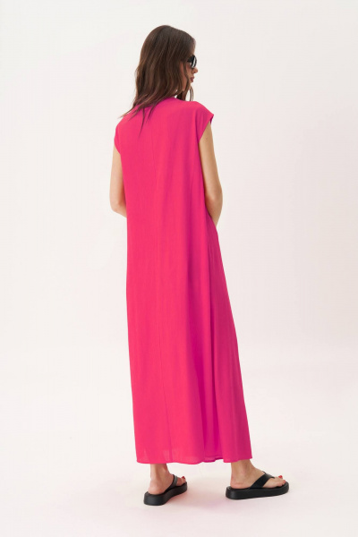 Платье розовое макси с буфами и эффектным вырезом Fantazia Mod 4792 фуксия - фото 2