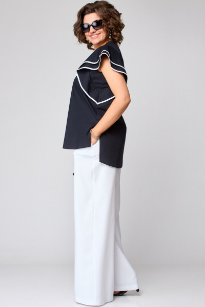 Блуза, брюки EVA GRANT 7182 черно-белый - фото 5