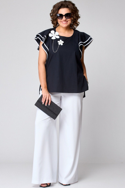 Блуза, брюки EVA GRANT 7182 черно-белый - фото 2