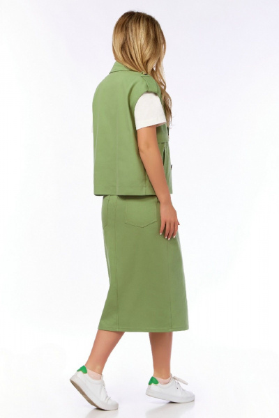 Жилет прямого силуэта из текстильной ткани Джинс LEANNA-STYLE 6007 зелёный - фото 6