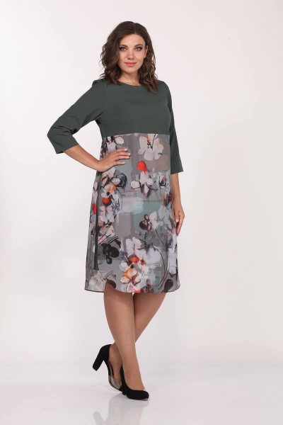 Платье Lady Style Classic 1927 зеленые_тона/цветы - фото 1