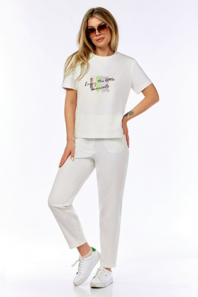 Джинсовый костюм: жилет и брюки с высоким поясом LEANNA-STYLE 9018 зелёный_ белый - фото 4