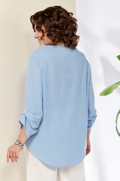 Голубая блузка с запахом и асимметричным низом Anastasia 1115 голубой - фото 6