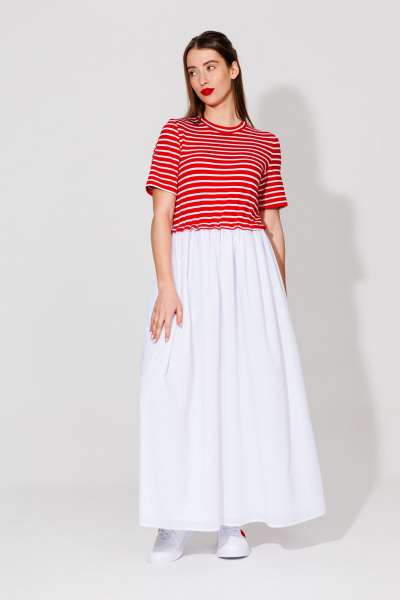 Платье NikVa 534 красный и молоко - фото 11