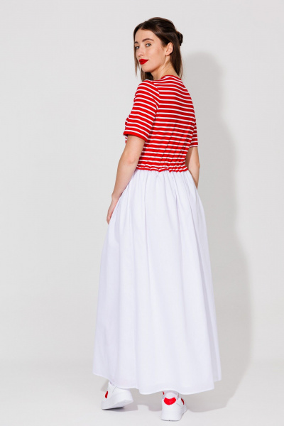 Платье NikVa 534 красный и молоко - фото 9