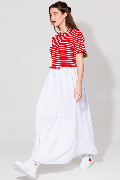 Платье NikVa 534 красный и молоко - фото 8