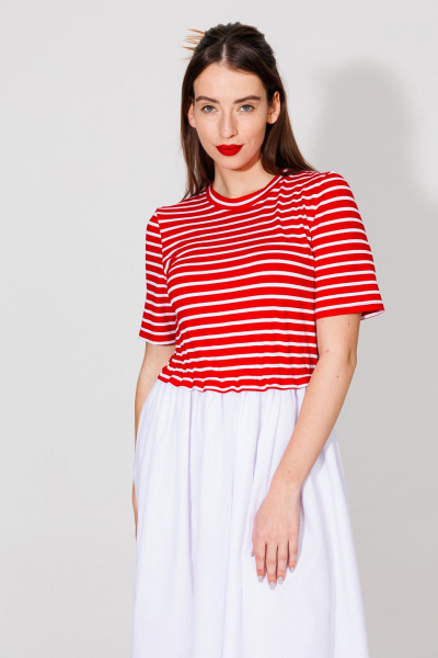 Платье NikVa 534 красный и молоко - фото 7