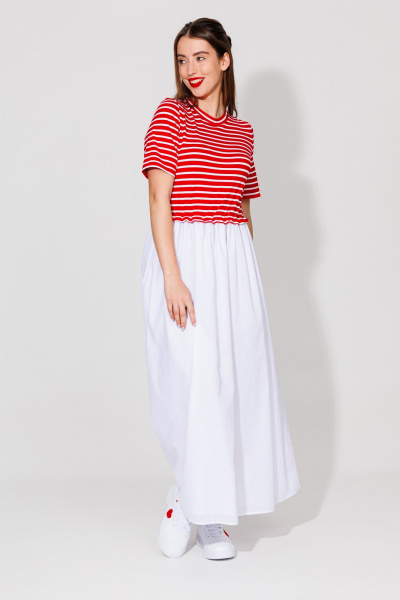 Платье NikVa 534 красный и молоко - фото 2