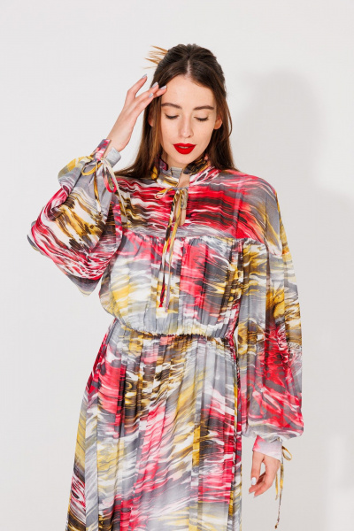 Платье NikVa 535 красно-жёлтый - фото 9