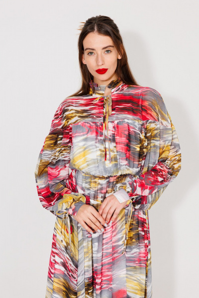 Платье NikVa 535 красно-жёлтый - фото 8