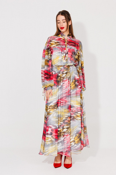 Платье NikVa 535 красно-жёлтый - фото 6