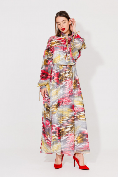 Платье NikVa 535 красно-жёлтый - фото 3