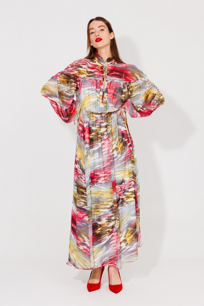 Платье NikVa 535 красно-жёлтый - фото 2
