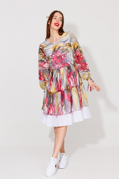 Платье NikVa 536 красно-жёлтый - фото 6