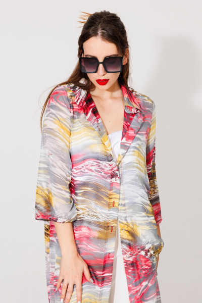 Кардиган NikVa 539-1 красно-желтый - фото 2