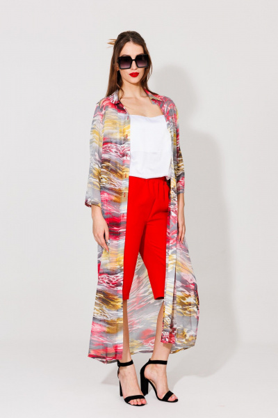 Кардиган NikVa 539-1 красно-желтый - фото 3