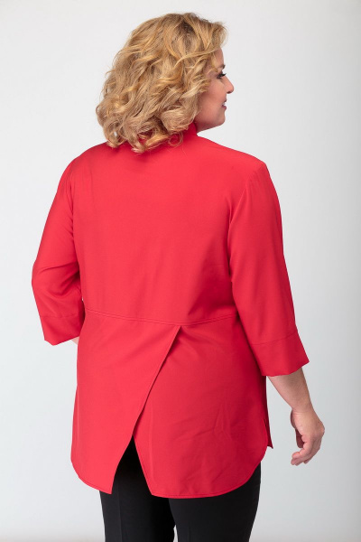 Блуза на каждый день с эффектом запаха и карманами БАГРЯНИЦА 2143/1 красный - фото 2