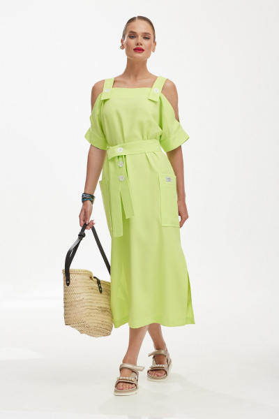 Сарафан лен и вискоза с женственной посадкой Твой имидж 1849 лайм - фото 7