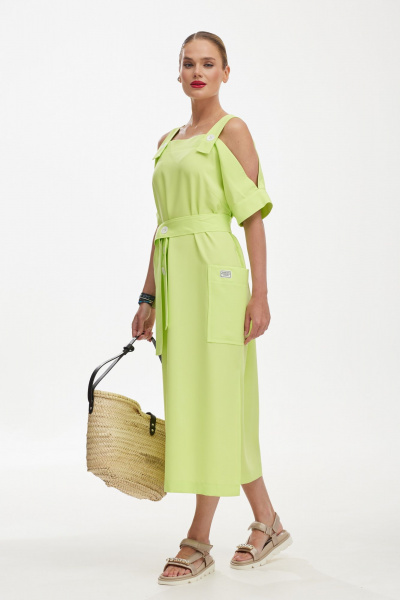 Сарафан лен и вискоза с женственной посадкой Твой имидж 1849 лайм - фото 6