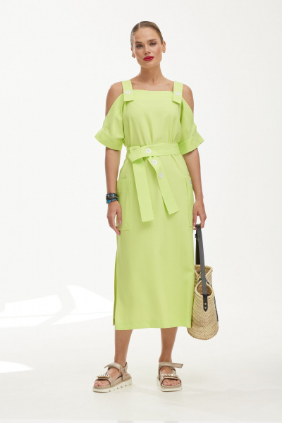 Сарафан лен и вискоза с женственной посадкой Твой имидж 1849 лайм - фото 3