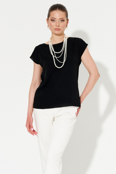 Блуза прямого силуэта из струящейся ткани Ketty К-09940 черный - фото 2