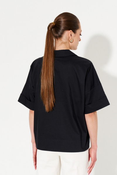 Свободная блуза с воротником и коротким рукавом Ketty К-14540 черный - фото 11