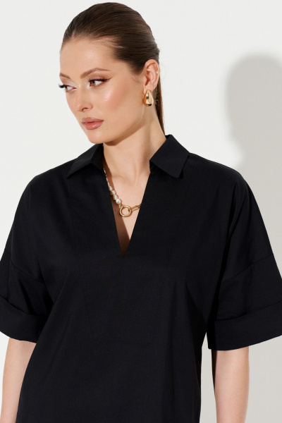 Свободная блуза с воротником и коротким рукавом Ketty К-14540 черный - фото 8