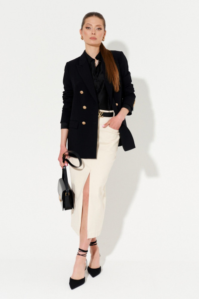 Полукарандашная юбка из эко-джинса с разрезом Ketty К-16950 светло-бежевый - фото 3