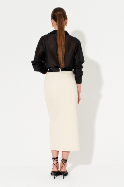 Полукарандашная юбка из эко-джинса с разрезом Ketty К-16950 светло-бежевый - фото 2