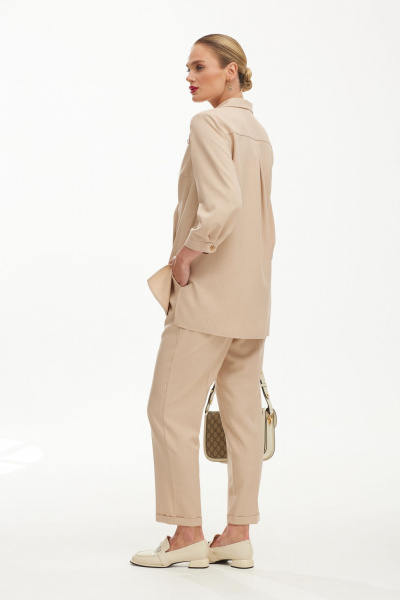 Летний костюм бежевый с жакетом и брюками в полоску Твой имидж 1811 бежевый - фото 9