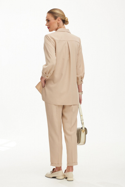 Летний костюм бежевый с жакетом и брюками в полоску Твой имидж 1811 бежевый - фото 8