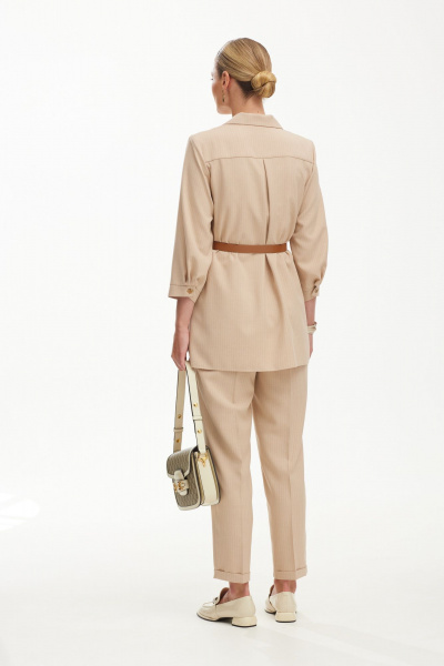 Летний костюм бежевый с жакетом и брюками в полоску Твой имидж 1811 бежевый - фото 2