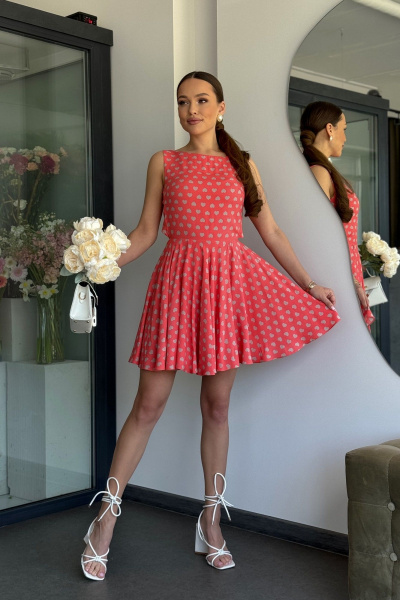 Нарядное короткое платье с бантом и запахом из текстиля Dilana VIP 2037 - фото 1