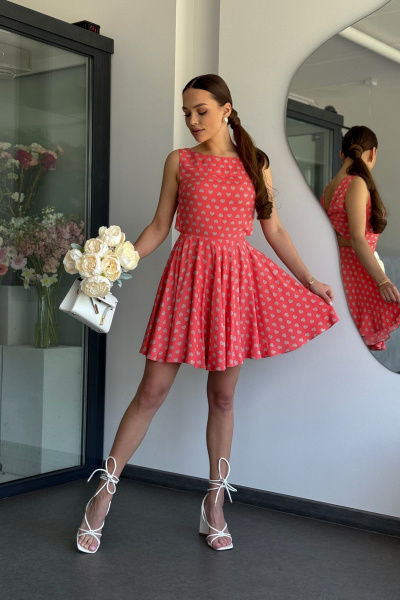 Нарядное короткое платье с бантом и запахом из текстиля Dilana VIP 2037 - фото 9